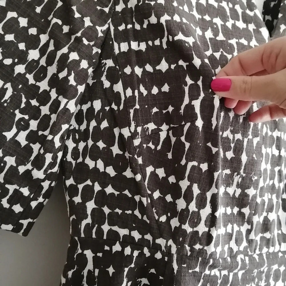 L.K. Bennett Dr Cho Sheath Dress Brown and Cream Front Pockets Elbow Sleeve 6 - Picture 8 of 17